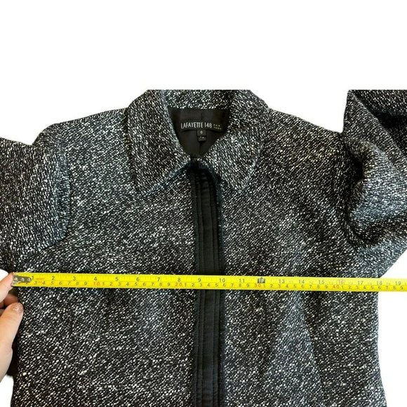 Lafayette 148 Black White‎ Tweed Fray Edge Wool Blend Blazer Jacket Womens 6 - Picture 4 of 5